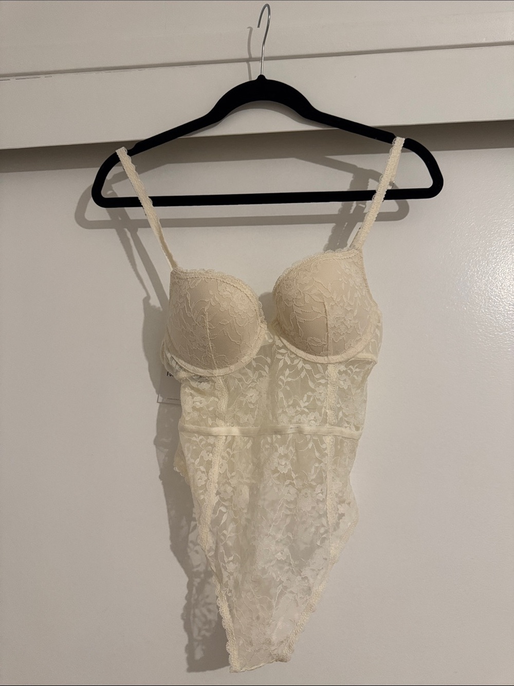 Forever 21 Lace Bustier Teddy Bodysuit in Cream size medium
